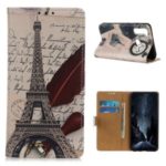 Stylish Pattern Printing PU Leather Wallet Stand Phone Shell for Xiaomi Redmi Note 8 – Eiffel Tower and Letters