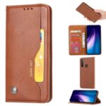Auto-absorbed Leather Wallet Case Cover for Xiaomi Redmi Note 8 – Brown