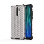 Honeycomb Pattern Shock-proof TPU + PC Hybrid Case for Xiaomi Redmi Note 8 Pro – White