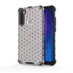 Honeycomb Pattern Shock-proof TPU + PC Hybrid Casing for Xiaomi Redmi Note 8 – White