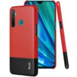 IMAK Ruiyi Series PU Leather Coated PC Phone Case Shell with Explosion-proof Screen Film for OPPO Realme 5 Pro/Realme Q – Red / Black
