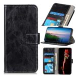 Crazy Horse Retro Leather Wallet Cell Phone Case for Oppo A9 2020 – Black