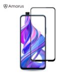 AMORUS Full Coverage Silk Printing Tempered Glass Full Glue Screen Protective Film for Huawei Honor 9X/9X Pro – Black