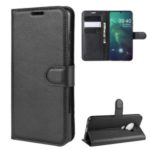 Litchi Skin Leather Wallet Stand Case for Nokia 6.2 – Black