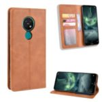 Auto-absorbed Retro Style Wallet Stand Flip Leather Case for Nokia 6.2 / 7.2 – Brown