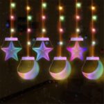 3D Christmas String Five-pointed Stars Babysbreath Curtain Decor Festival LED Light [USB 6 Acrylic Pendant] – Colorful Five-pointed stars