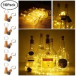 Copper Wire Solar Energy Red Wine Bottle IP65 Waterproof LED Light String Festival Decor [10pcs/pack, with screw] – Warm White