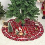 100cm Christmas Tree Skirt Holiday Fabric Snow Pattern Decoration Tree Plaid