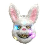 LED Lighting Bloody Plush Rabbit Halloween Mask Scary Bloody Rabbit Halloween Mask Costume Prop