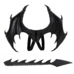 Halloween Children Dragon Wings Costume Dinosaur Wings and Tail Set – Black