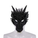 Halloween Costume Ball Mask 3D Dragon Face Mask Full Face Halloween Monster Latex Head Mask – Black