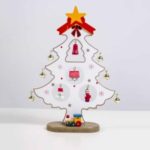 Wooden Tabletop Christmas Tree with Christmas Ornaments – White