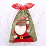 Christmas Print Large Capacity Drawstring Christmas Gift Bag Candy Bag – Santa Claus