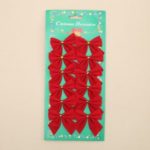 12Pcs/Set Bowknots Christmas Tree Hanging Ornament Holiday Decorations Accessories – Red