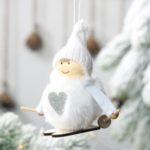 Xmas Skiing Snowman Pendant Christmas Tree Hanging Decoration – White