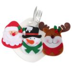 Christmas Santa Snowman Deer Cutlery Fork Knife Bag Xmas Party Home Decor