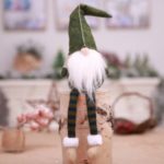 Christmas Decoration Faceless Doll Santa Long Leg Plush Decor Commercial Window Ornament – Green