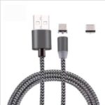 Nylon Braided Cable USB Sync Charger Cable with 2 Magnetic Connectors Micro USB & Type-C
