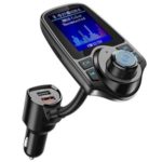 T10D 1.8inch Color Screen Bluetooth Wireless FM Transmitter Car MP3 Player QC3.0 Dual USB Charger – Black