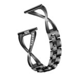 Rhinestone Decor X Shape Stainless Steel Watch Band Strap for Fitbit Versa / Versa Lite – Black