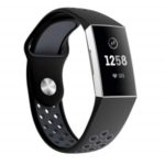 Two-color Soft Silicone Watch Band for Fitbit Charge 3 – Black