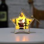 Xmas Decoration Pendant Christmas Tree Pentagram Round Shape Wood Shiny Hanging Ornament – Elk/Pentagram