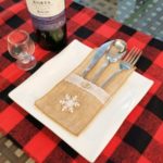 Christmas Burlap Lace Utensil Holder Silverware Cutlery Pouch Knife Fork Bag – Snowflake