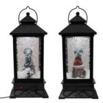 Christmas Decor Ornaments Lamp Snow Scene Music Lantern Decoration – Black/EU Plug