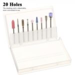 20 Holes Nail Drill Bits Holder Display Standing – White