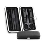 8Pcs Pedicure Manicure Set Nail Clippers Scissors Ear Pick Acne Needle Kit – Black