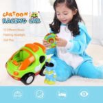 RC Cartoon Race Car with Music and Lights Electric Radio Control Toy for Baby Toddlers Kids and Children – Green