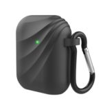 Whirlwind Style Silicone Protective Case with Hook for Apple AirPods with Wireless Charging Case (2019) / AirPods with Charging Case (2019)/(2016) – Black