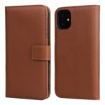 Genuine Leather Wallet Stand Cell Shell Casing for iPhone 11 6.1 inch – Brown