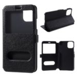 Silk Texture View Window Leather Phone Cover for Apple iPhone 11 6.1 inch – Black