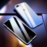 R-JUST Anti-spy Front Tempered Glass + Gradient Color Back Tempered Glass + Aluminium Alloy Frame Phone Case for iPhone 8 Plus 5.5-inch – Blue