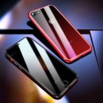 R-JUST Anti-spy Front Tempered Glass + Gradient Color Back Tempered Glass + Aluminium Alloy Frame Phone Case for iPhone 8 / 7 4.7 inch – Red