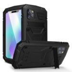 Tank Series Full Covering Kickstand Metal Frame Phone Case for Apple iPhone 11 Pro Max 6.5 inch – Black