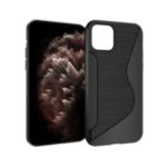 S-shape Carbon Fiber Brushed TPU Phone Case for Apple iPhone 11 Pro 5.8 inch