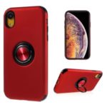 Finger Ring Kickstand PC + TPU Phone Case with Magnetic Metal Sheet for iPhone XR 6.1-inch – Red