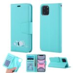 Imprint Cat and Flower Pattern Leather Wallet Stand Case for iPhone 11 Pro 5.8 inch – Baby Blue