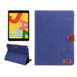 Jeans Cloth Leather + PC Wallet Stand Tablet Case for iPad 10.2 (2019) – Dark Blue