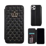 For iPhone 11 Pro 5.8 inch Leather Crown Decor Cover – Black