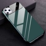 Glossy Surface PC + Tempered Glass Phone Case Shell for iPhone 11 Pro 5.8-inch – Dark Green