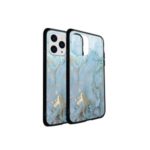 NXE Glimmer Series Pattern Printing Tempered Glass + TPU Hybrid Phone Case for iPhone 11 Pro 5.8 inch – Blue/Gold