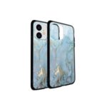 NXE Glimmer Series Pattern Printing Tempered Glass + TPU Phone Case for iPhone 11 6.1 inch – Blue/Gold