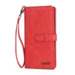 MEGSHI PC+ PU Leather + TPU Wallet Flip Business Phone Cover for iPhone XS/X 5.8 inch – Red
