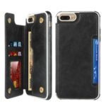PU Leather + PC Protection Phone Case with Card Slots for iPhone 6 Plus / 6s Plus / 7 Plus / 8 Plus – Black
