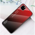 For iPhone 11 Pro Max 6.5 inch Gradient Color Tempered Glass PC TPU Hybrid Phone Case – Red
