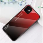 For iPhone 11 6.1 inch Phone Shell Gradient Color Tempered Glass + PC + TPU Hybrid Protective Case – Red