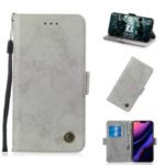 Retro Surface PU Leather Wallet Phone Cover for iPhone 11 Pro Max 6.5 inch – Grey